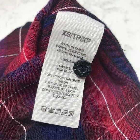 Garage Red and Blue Plaid Button Up Shirt - XS - Picture 6 of 7
